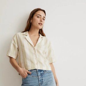 Madewell 100% Linen Resort Crop Shirt in Springy Stripe